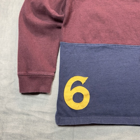 Polo Ralph Lauren Rugby Shirt Mens XL Blue Burgundy Striped Crest Heavyweight - Picture 3 of 11